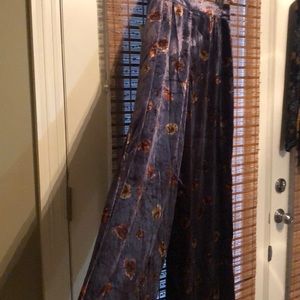 Anthropologie Brand Wide Leg Velvet Floral Pants